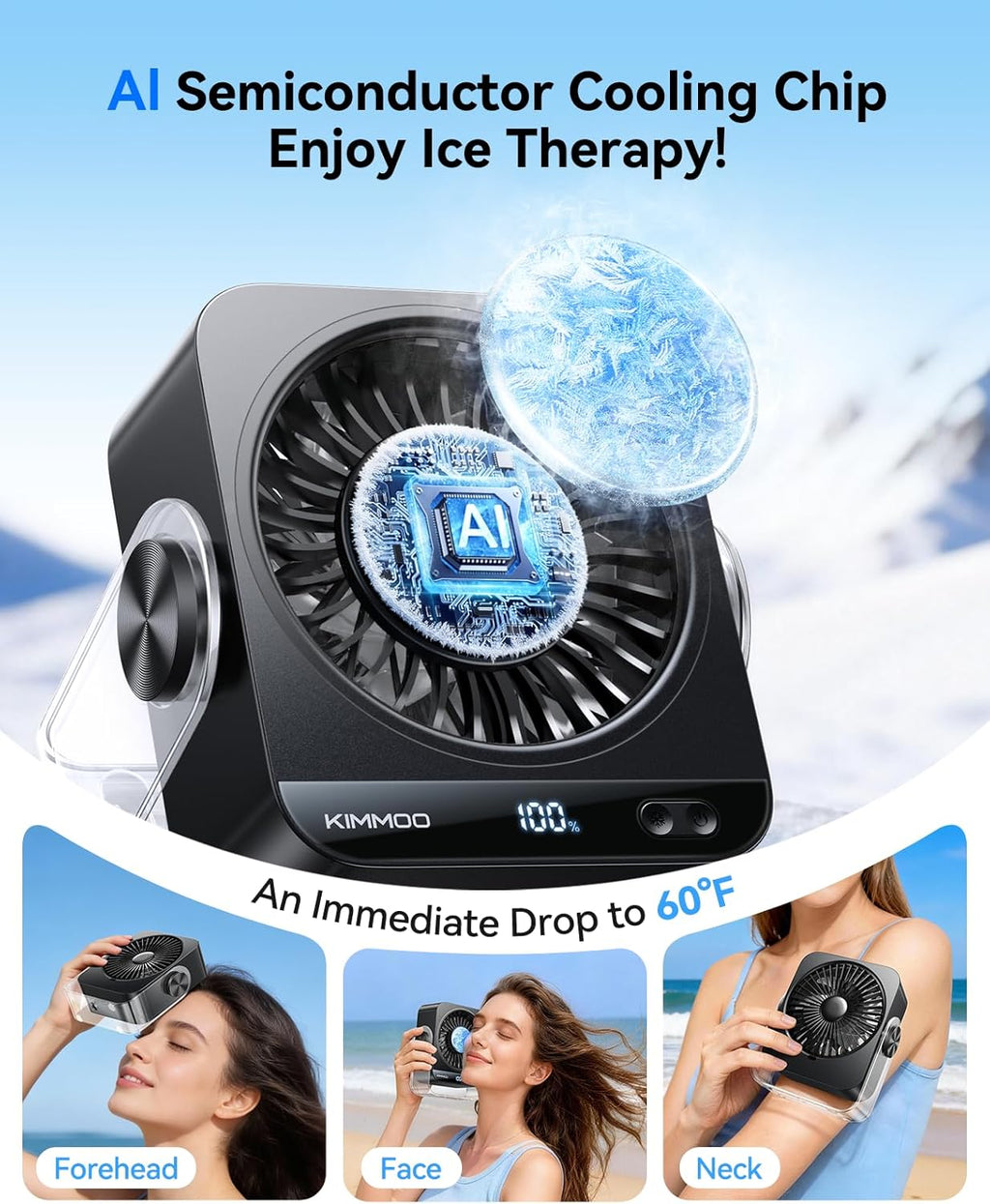 USB Rechargeable Desk Fan, 199 Speeds Portable Table Fan with Ice Cooling & Digital Display, 270° Rotating Quiet Turbo Fan for Bedroom Home Office (Black)