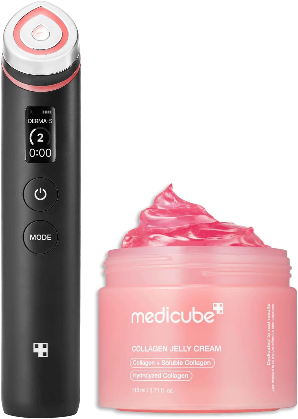 Collagen Glass Skin Duo: Age-R Booster Pro Black and Collagen Jelly Cream 110Ml (3.71 Fl.Oz) | for Radiant and Firmer-Looking Glow | At-Home Care
