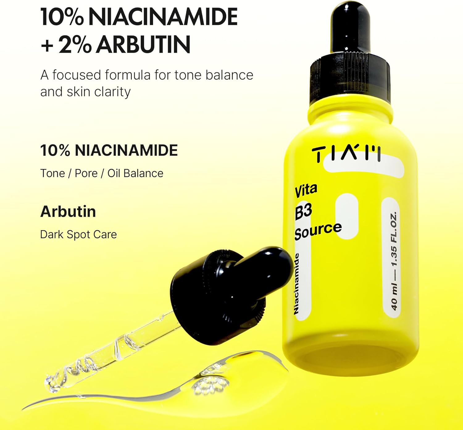 Vita B3 Source | Korean Skincare Serum W/Niacinamide & Alpha Arbutin | Face Moisturiser Niacinamide Serum | Skin Brightening Serum Face Care | Serums Skincare Products (Pack of 1, 1.35 Fl. Oz.)