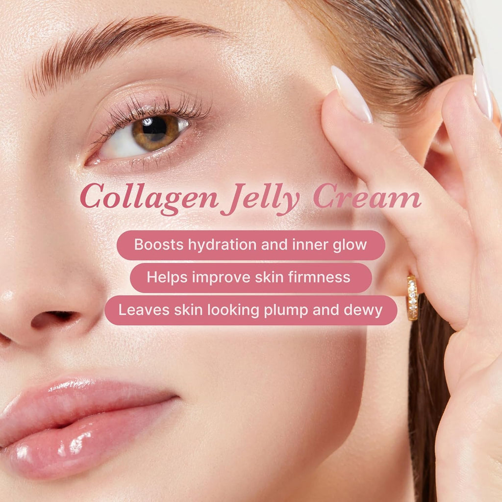 Collagen Jelly Cream- Niacinamide & Freeze-Dried Hydrolyzed Collagen - Boosts Skin'S Barrier Hydration and Gives 24H Glow & Lifted Look - Korean Skincare (1.69 Fl Oz)