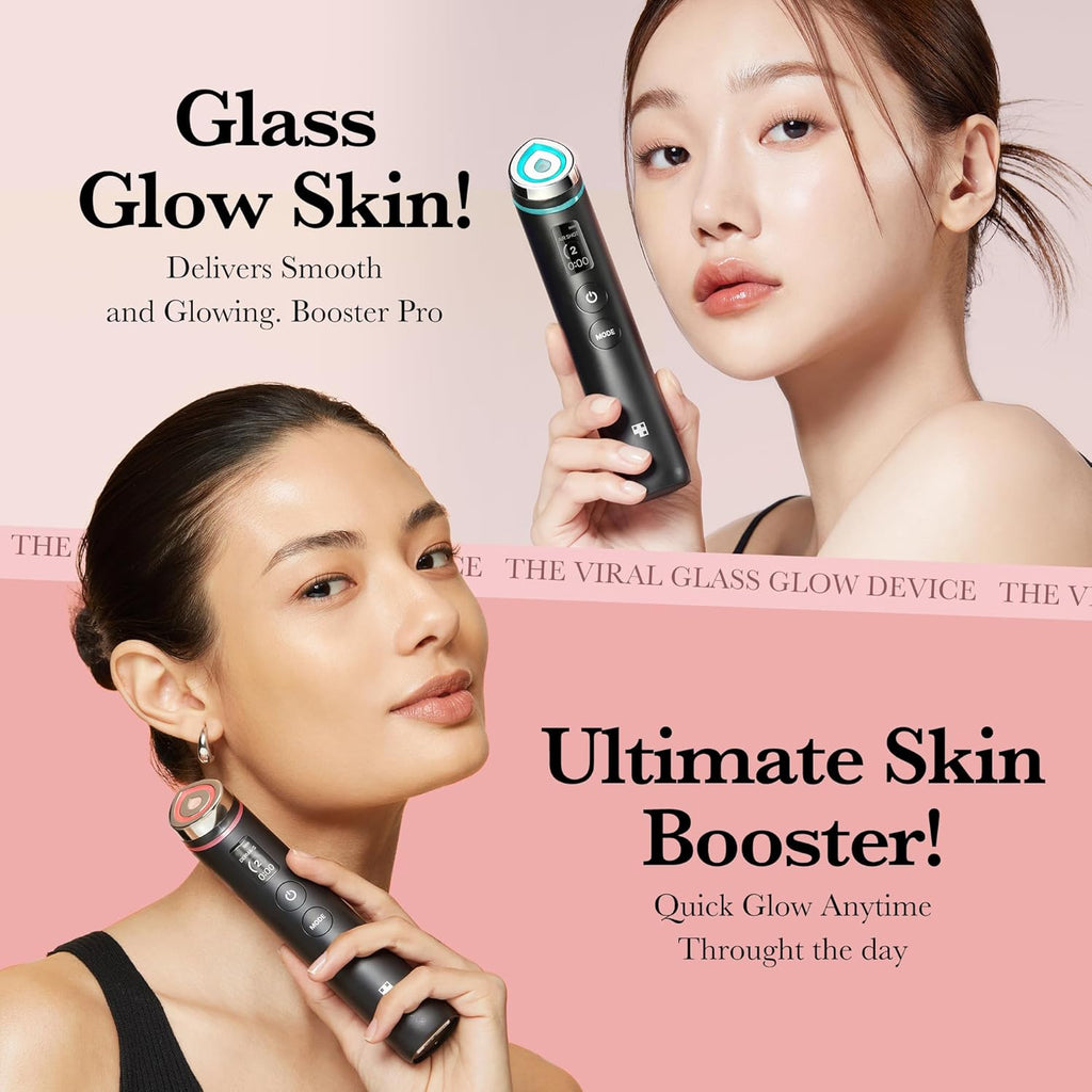 Collagen Glass Skin Duo: Age-R Booster Pro Black and Collagen Jelly Cream 110Ml (3.71 Fl.Oz) | for Radiant and Firmer-Looking Glow | At-Home Care