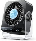 USB Rechargeable Desk Fan, 199 Speeds Portable Table Fan with Ice Cooling & Digital Display, 270° Rotating Quiet Turbo Fan for Bedroom Home Office (Black)