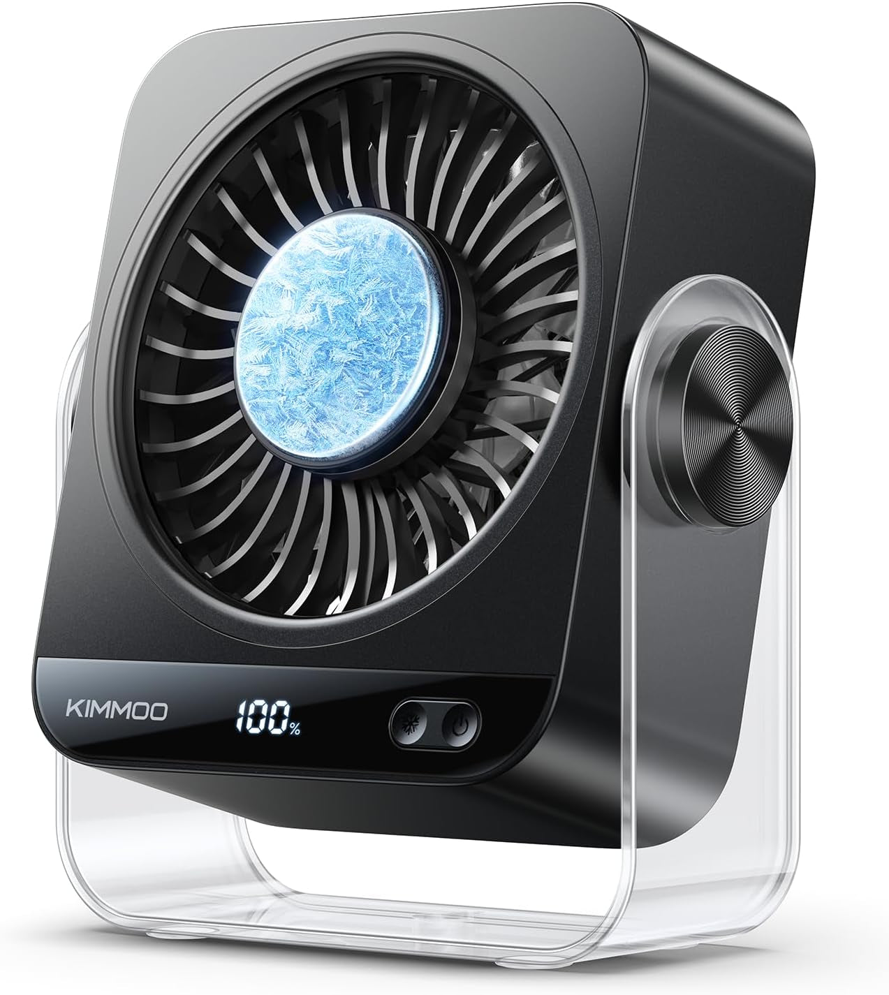 USB Rechargeable Desk Fan, 199 Speeds Portable Table Fan with Ice Cooling & Digital Display, 270° Rotating Quiet Turbo Fan for Bedroom Home Office (Black)