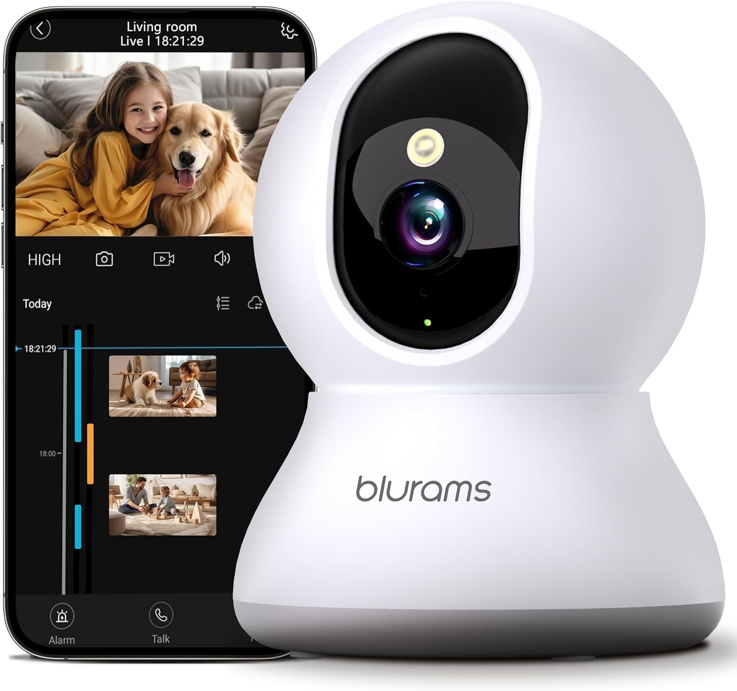 Pet Camera 2K, Indoor Cameras, Dog Camera, 360° Home Security Cameras, Color Night Vision, Motion Tracking, 2-Way Talk, Cloud&SD, APP Control, Works with Alexa